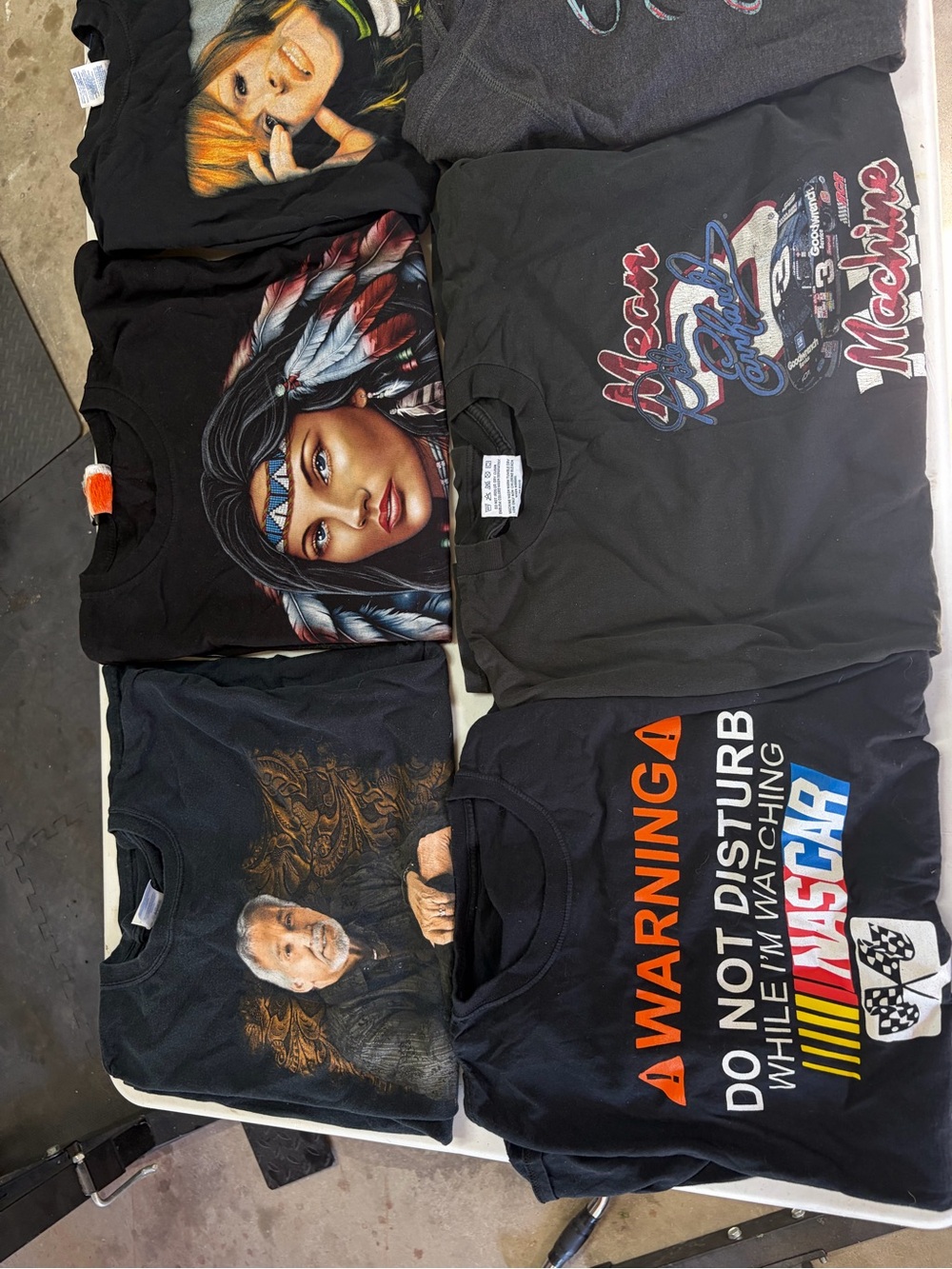 All 8 Hanes Black Short Sleeve Tee with Orange & Blue NASCAR Graphic